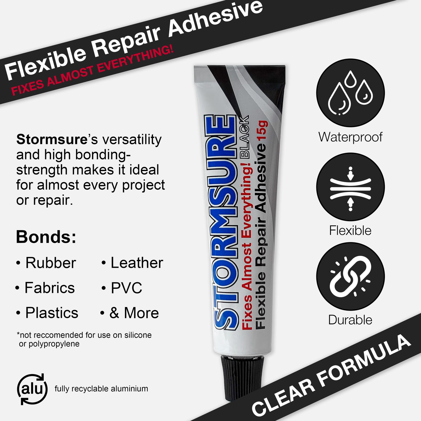 Stormsure Flexible Repair Adhesive - 15g (Black)