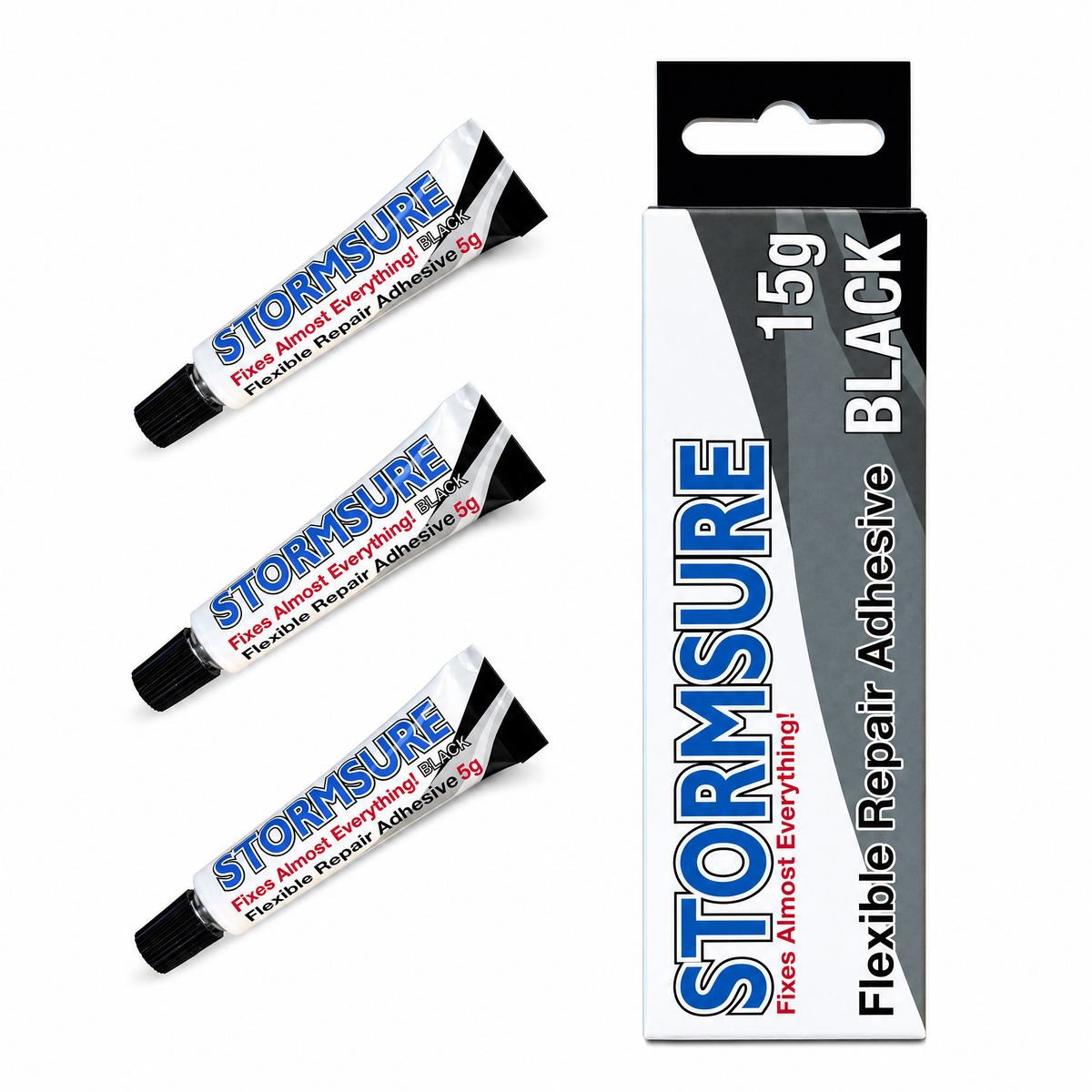 Stormsure Flexibler Reparaturkleber – 3 x 5 g (Schwarz)