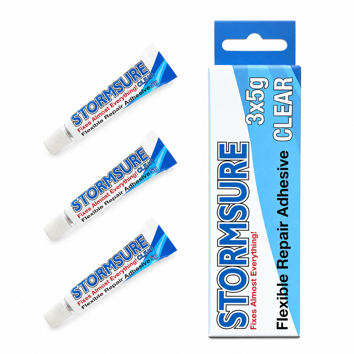 Stormsure Flexibler Reparaturkleber – 3 x 5 g (transparent)