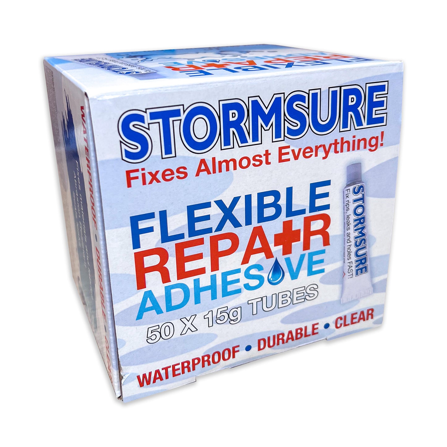 Stormsure Flexibler Reparaturkleber - 15 g (transparent), Schachtel mit 50 Stück