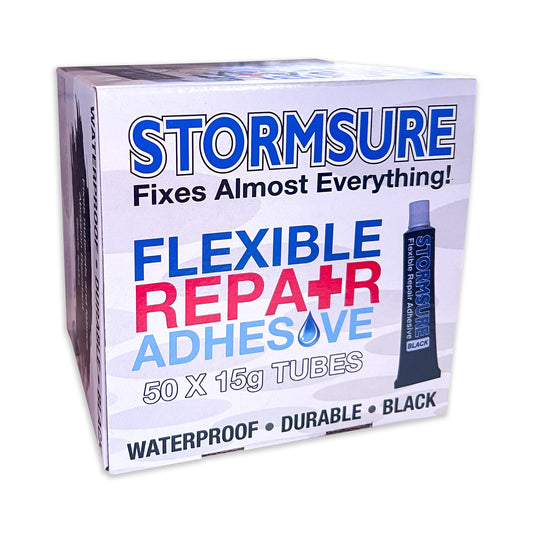 Stormsure Flexibler Reparaturkleber - 15 g (Schwarz) Schachtel mit 50 Stück