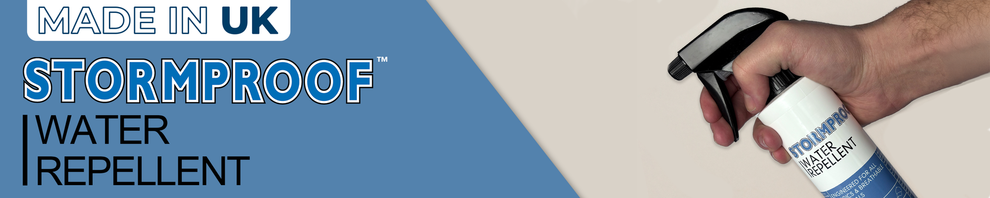 Stormproof water repellent restoring durable waterproof protection to outdoor clothing and equipment