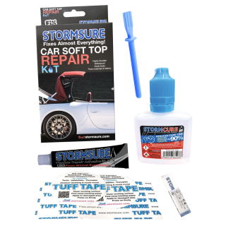 Black Car Soft Top Convertible Repair - 1-Hour Repair - Black Car Soft Top Repair Repair Kit + 30ml Stormcure Accelerator - Stormsure’s 1-Hour Repair Solutions